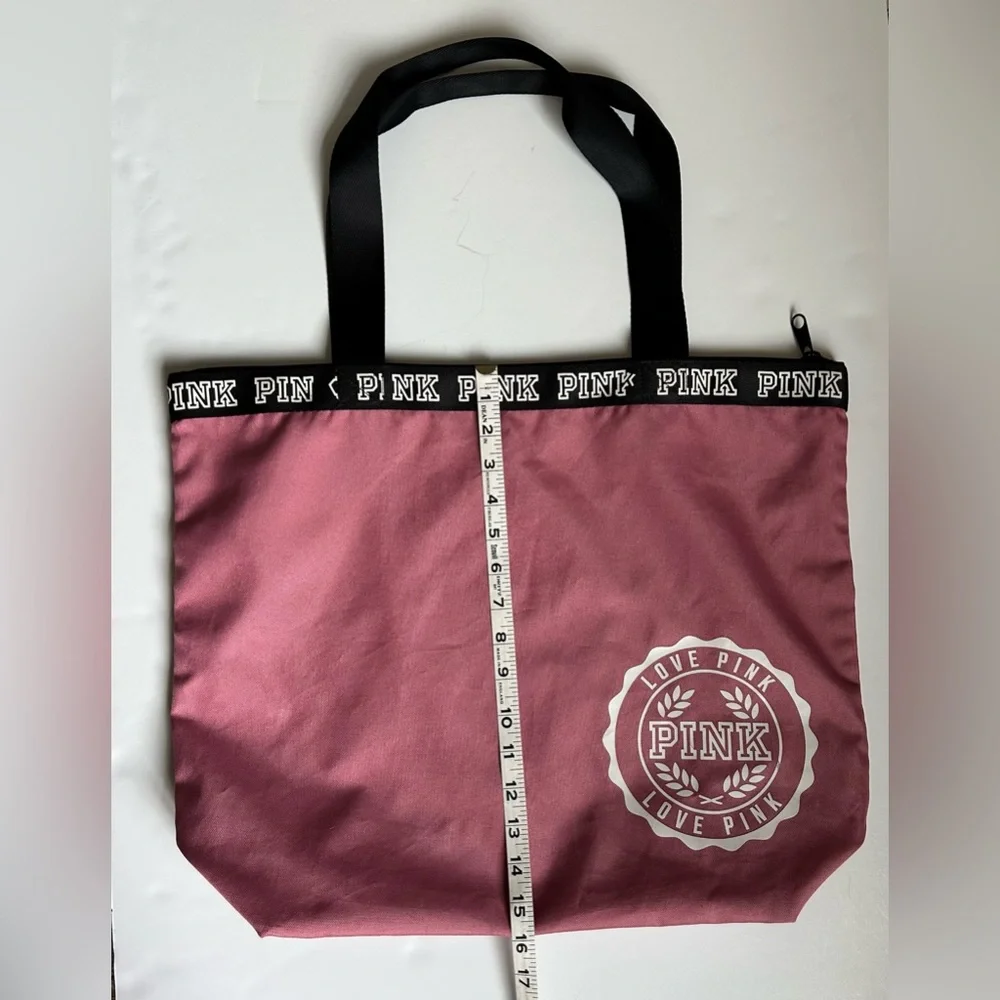 PINK Victoria's Secret Love Pink & Black Zipper Tote Gym Bag Grocery Carry All
